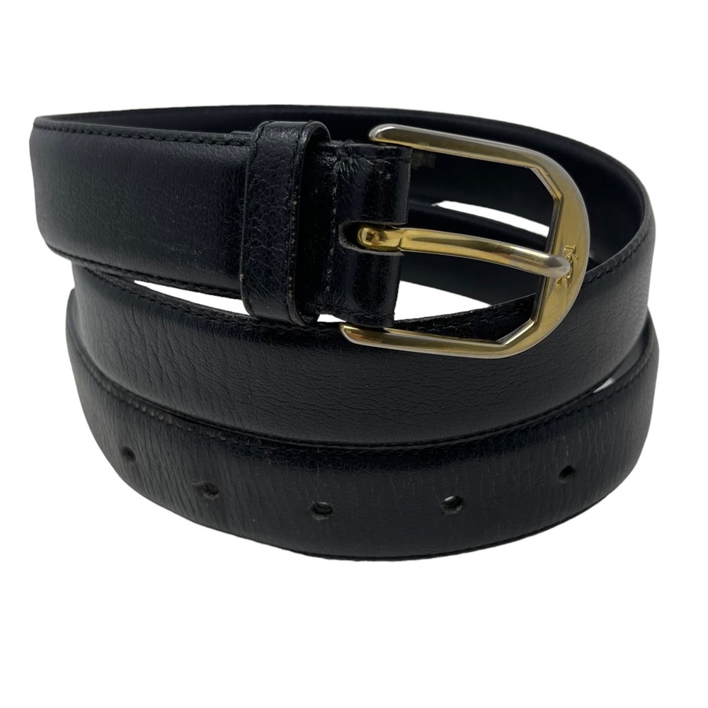 Yves Saint Laurent Classic Black Belt with Gold-Tone Buckle